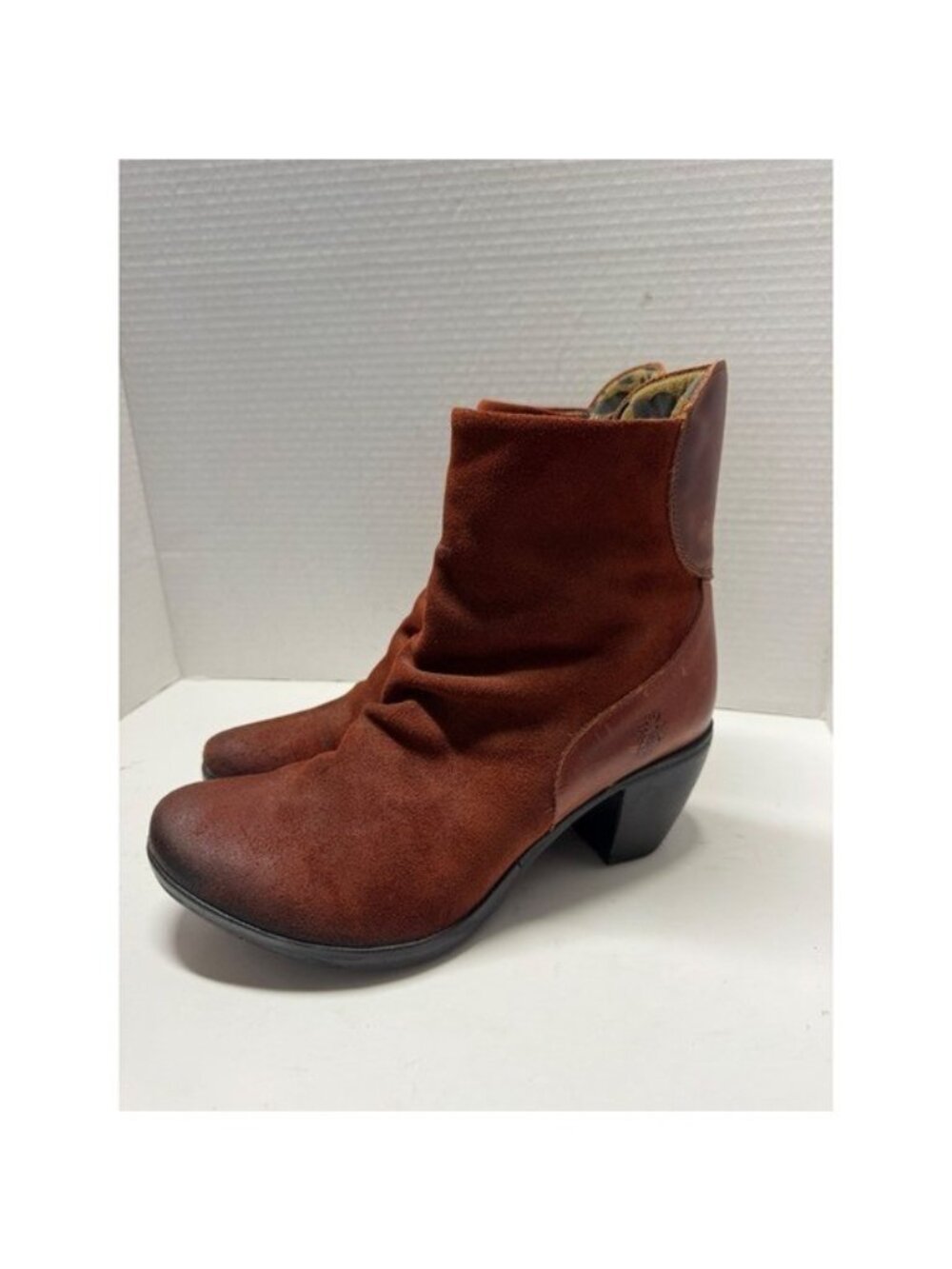 Fly London Womens Salv Suede Leather Ankle Boots Rust Brown Size 42 11